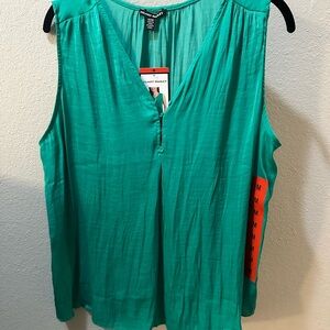 Hilary Radley Vibrant Green Sleeveless Blouse